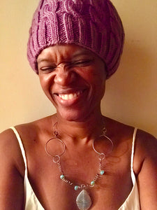 Jean Williams smiling and wearing her Titanium Dream necklace