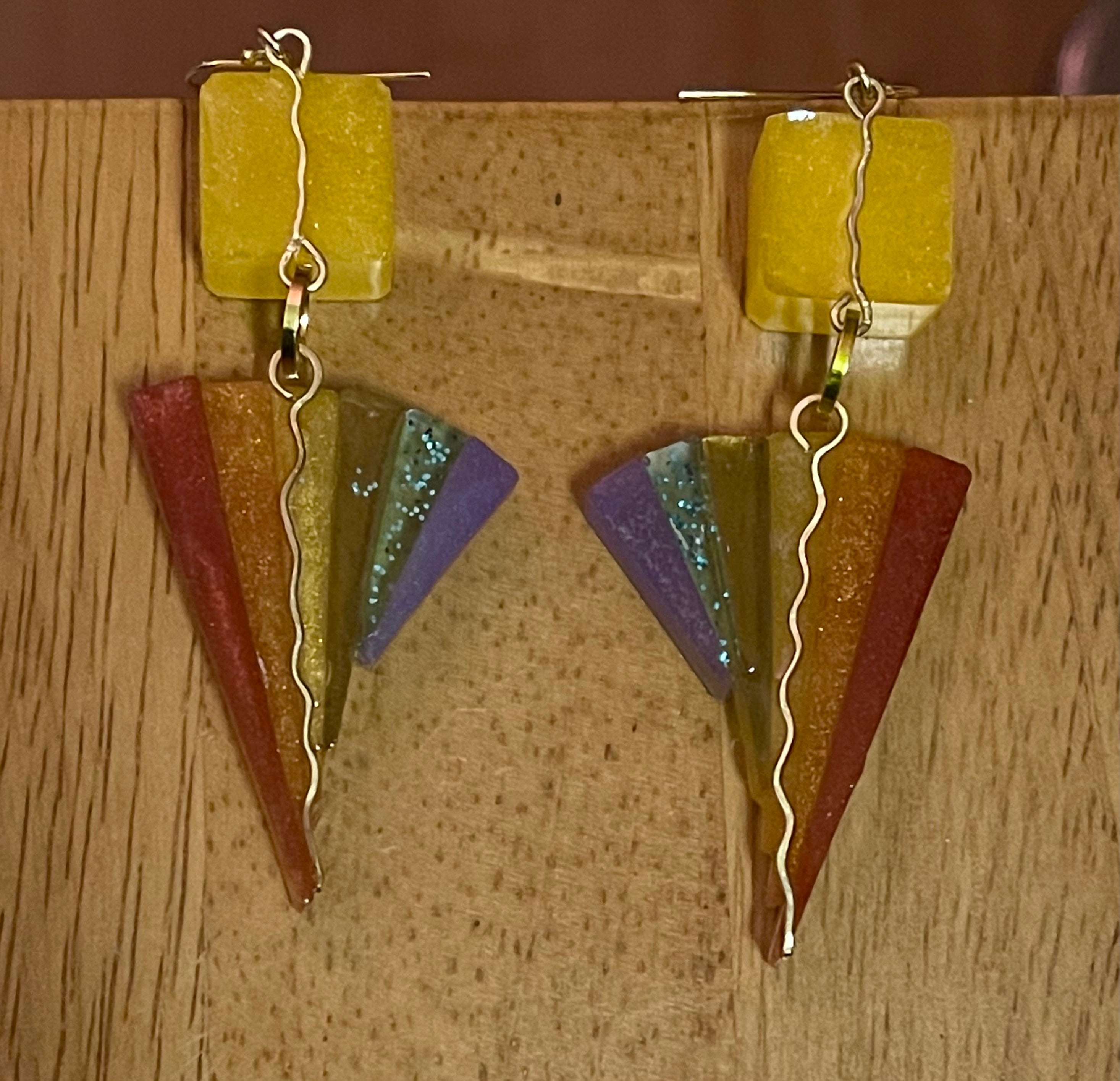 Triangle and square earrings