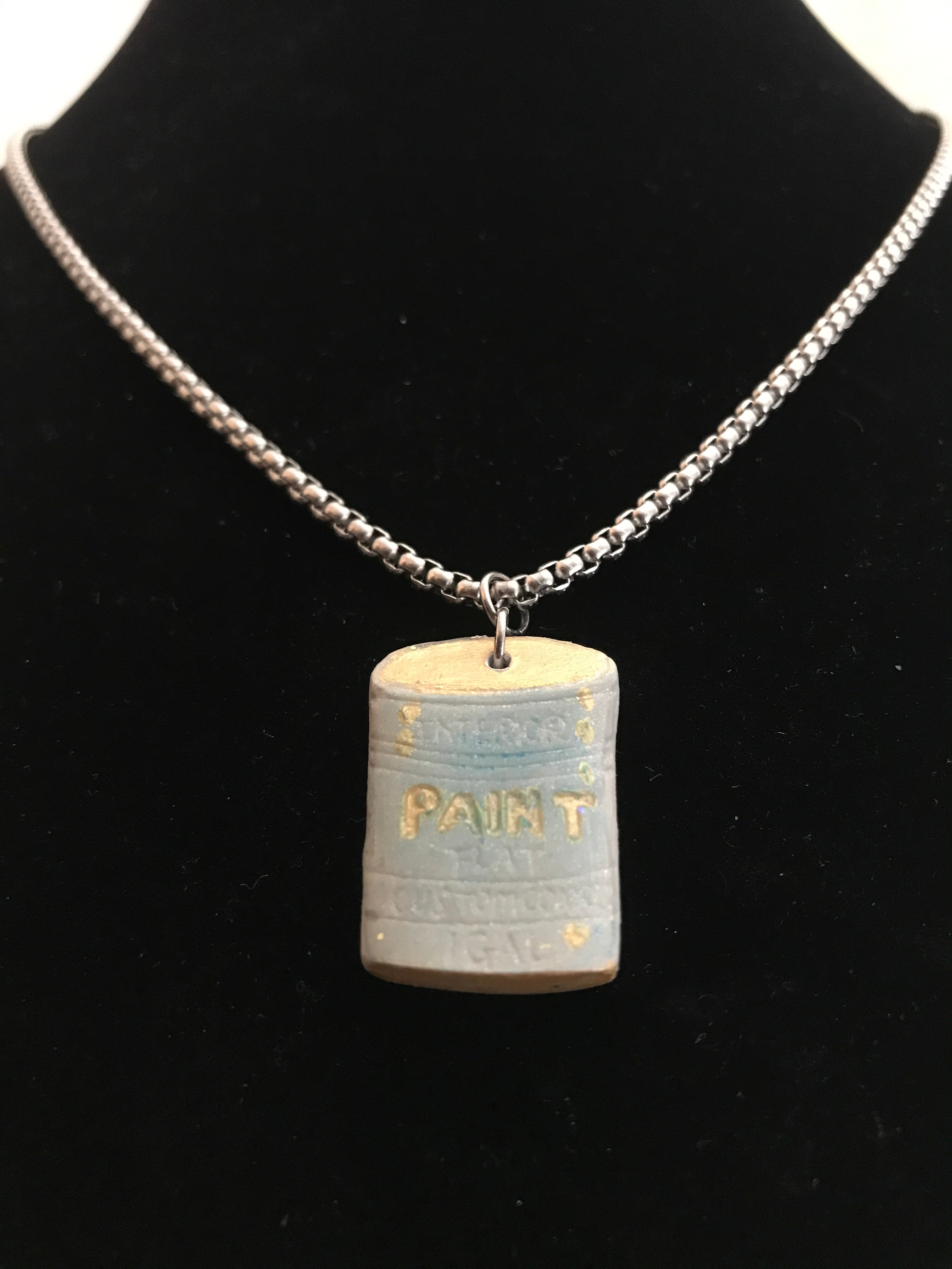 Painted paint can necklace
