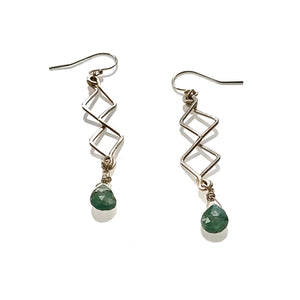 Emerald zigzag earrings